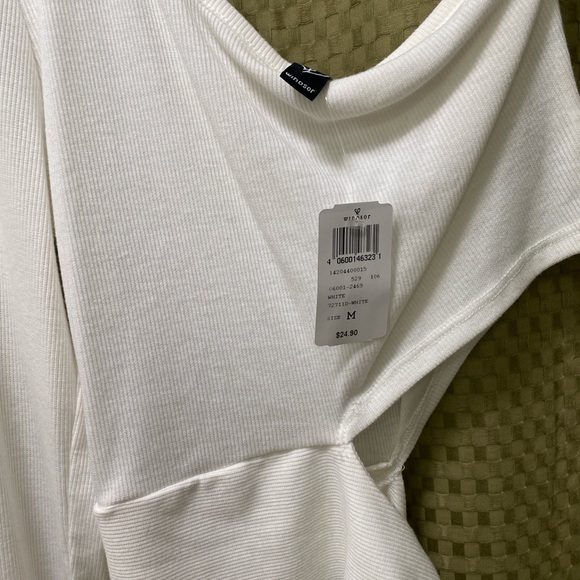 nwt white off the shoulder one shoulder bow top windsor - Picture 3 of 6